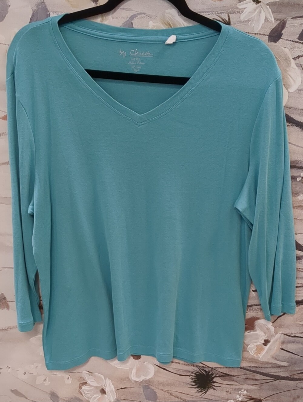 Chico's Teal V-Neck Long Sleeve Top